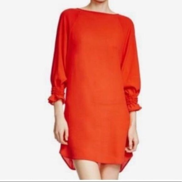 Maje Blue Realiste Crepe Shift Short Casual Dress Size 2 - Picture 2 of 6